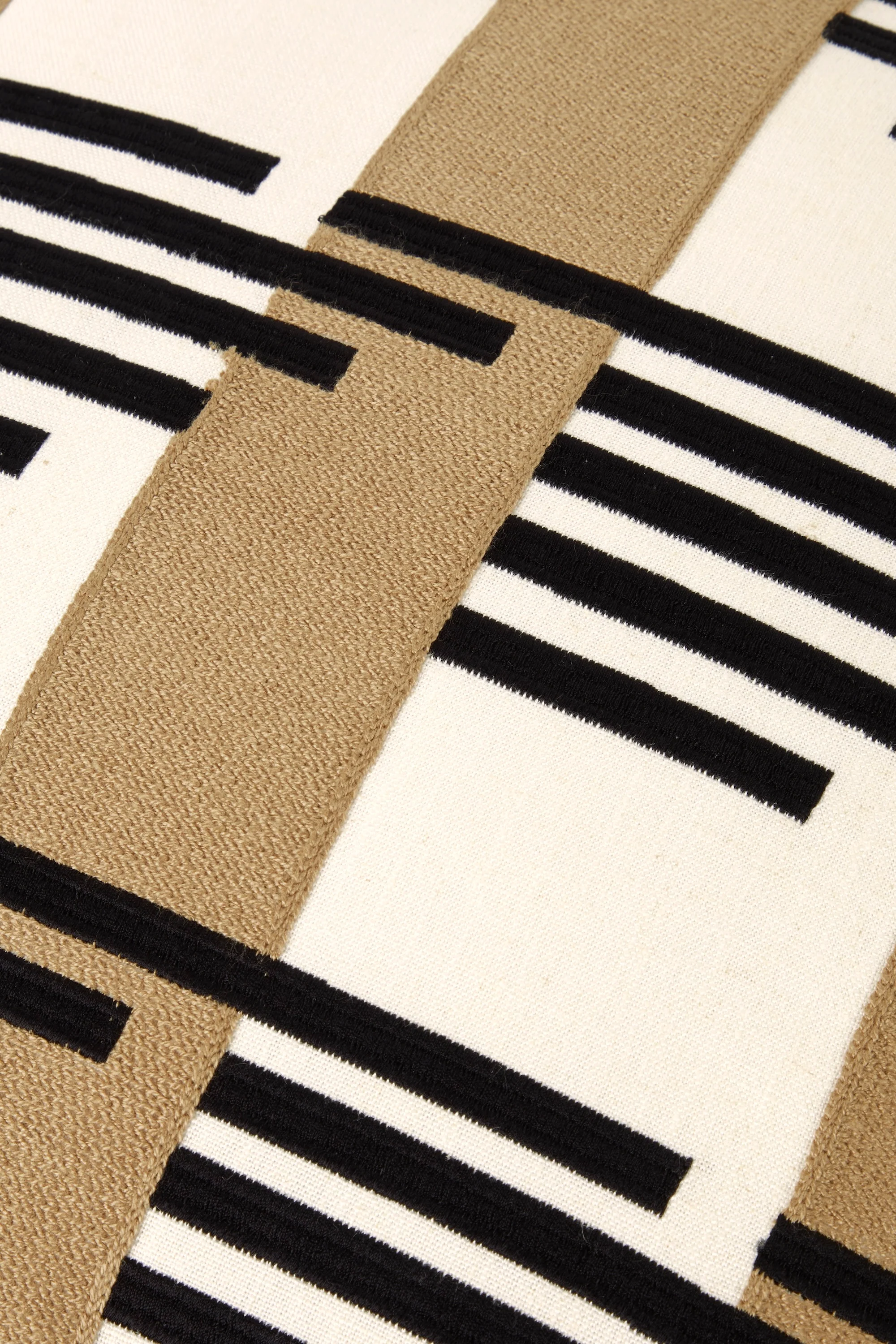 Embroidered Cushion Cover - Classic Black & Beige - Image 3