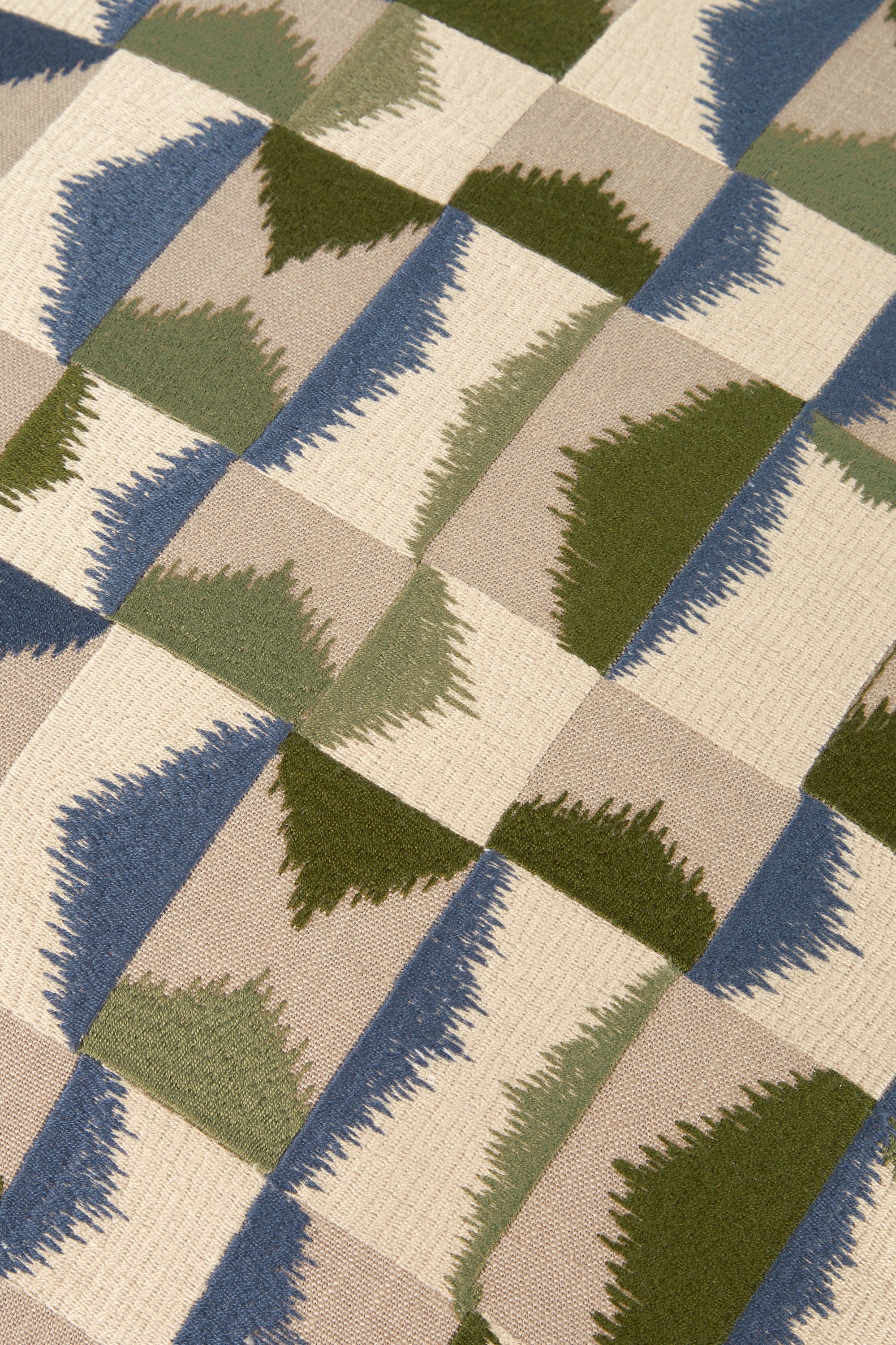 Embroidered Cushion Cover - Forest Green & Blue - Image 3