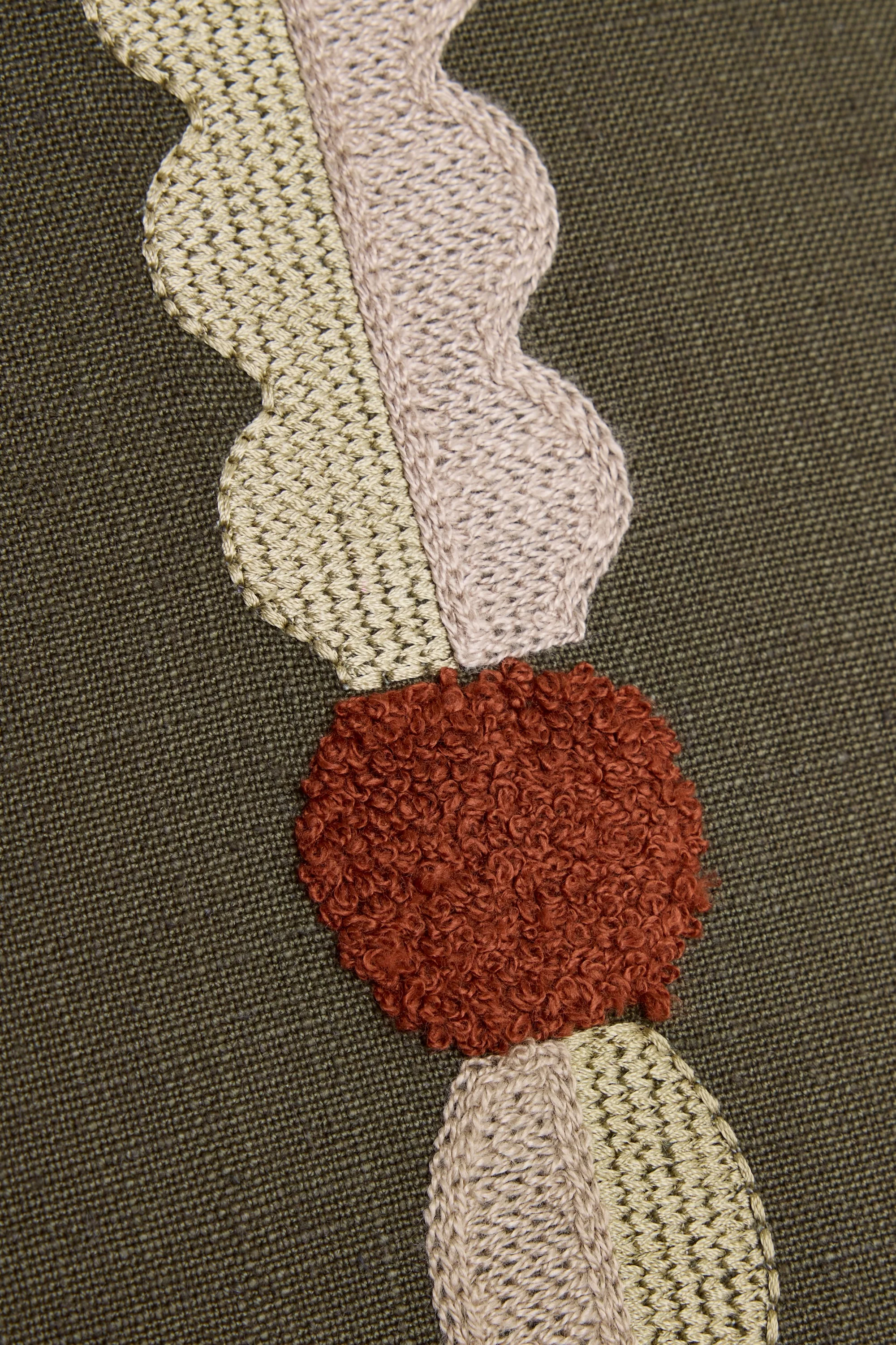 Marigold Cushion Cover - Green + Terracotta - Image 4