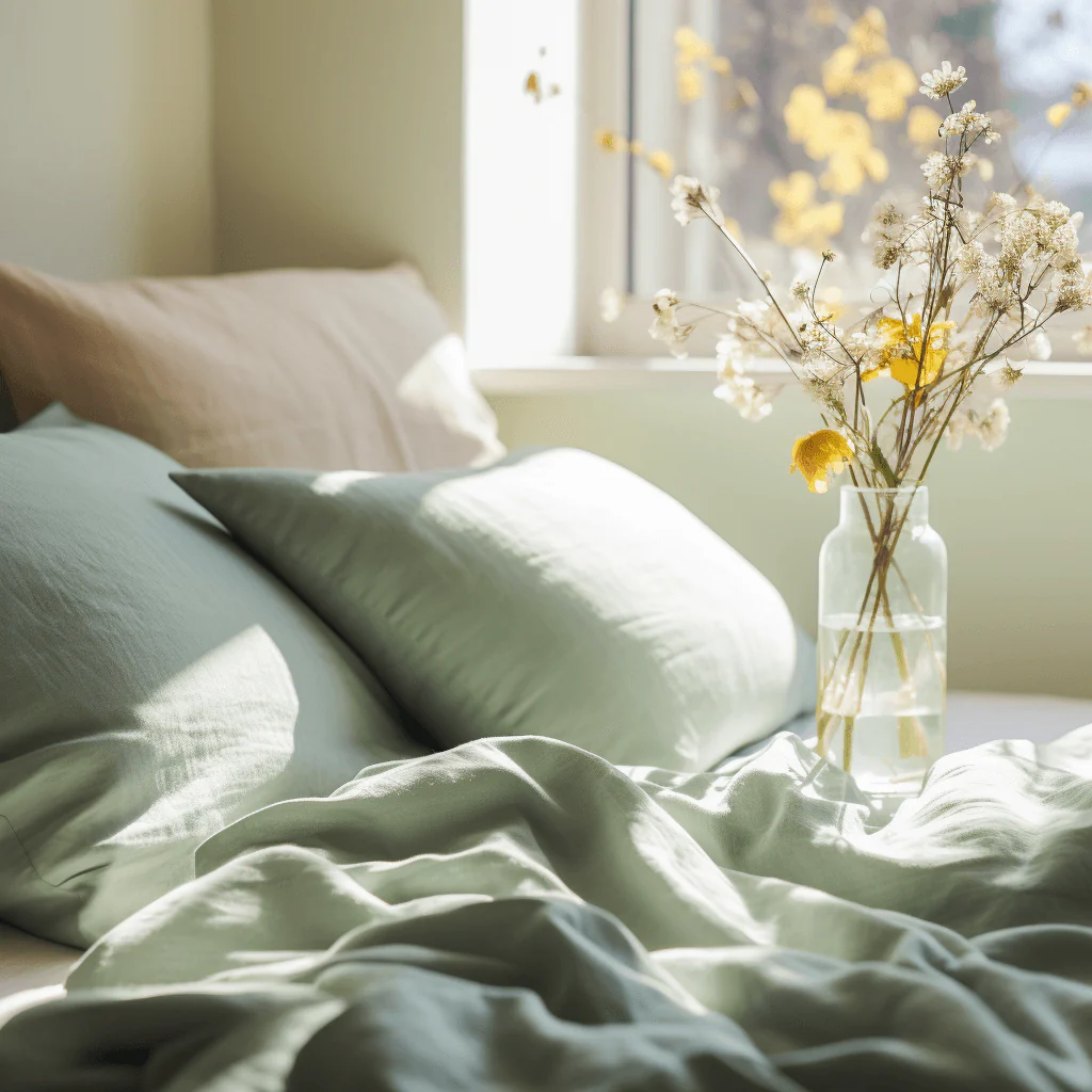 Percale Organic Cotton Fitted Sheet Set - Spring Blue - Image 3