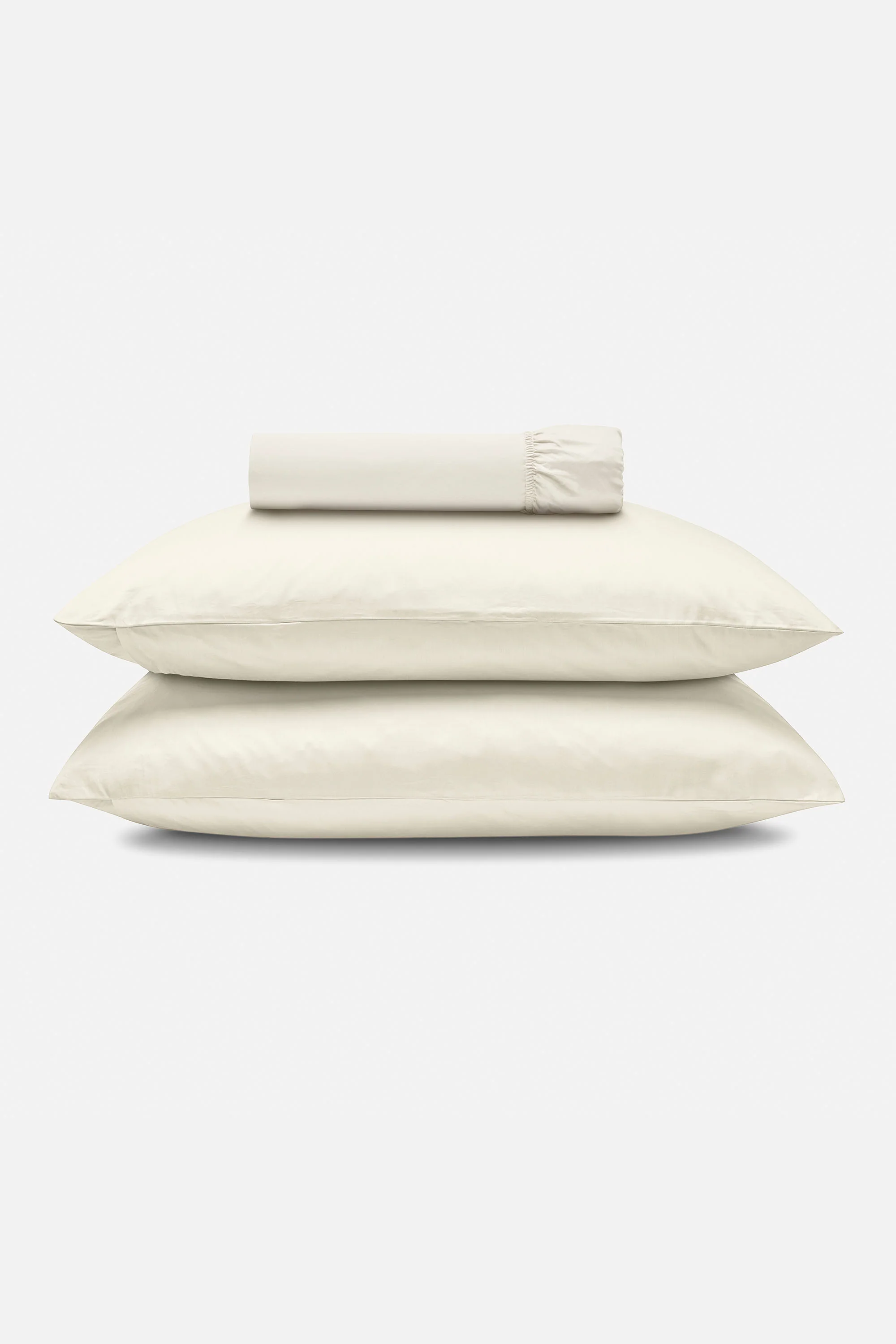 Percale Organic Cotton Fitted Sheet Set - Iridescent Ivory