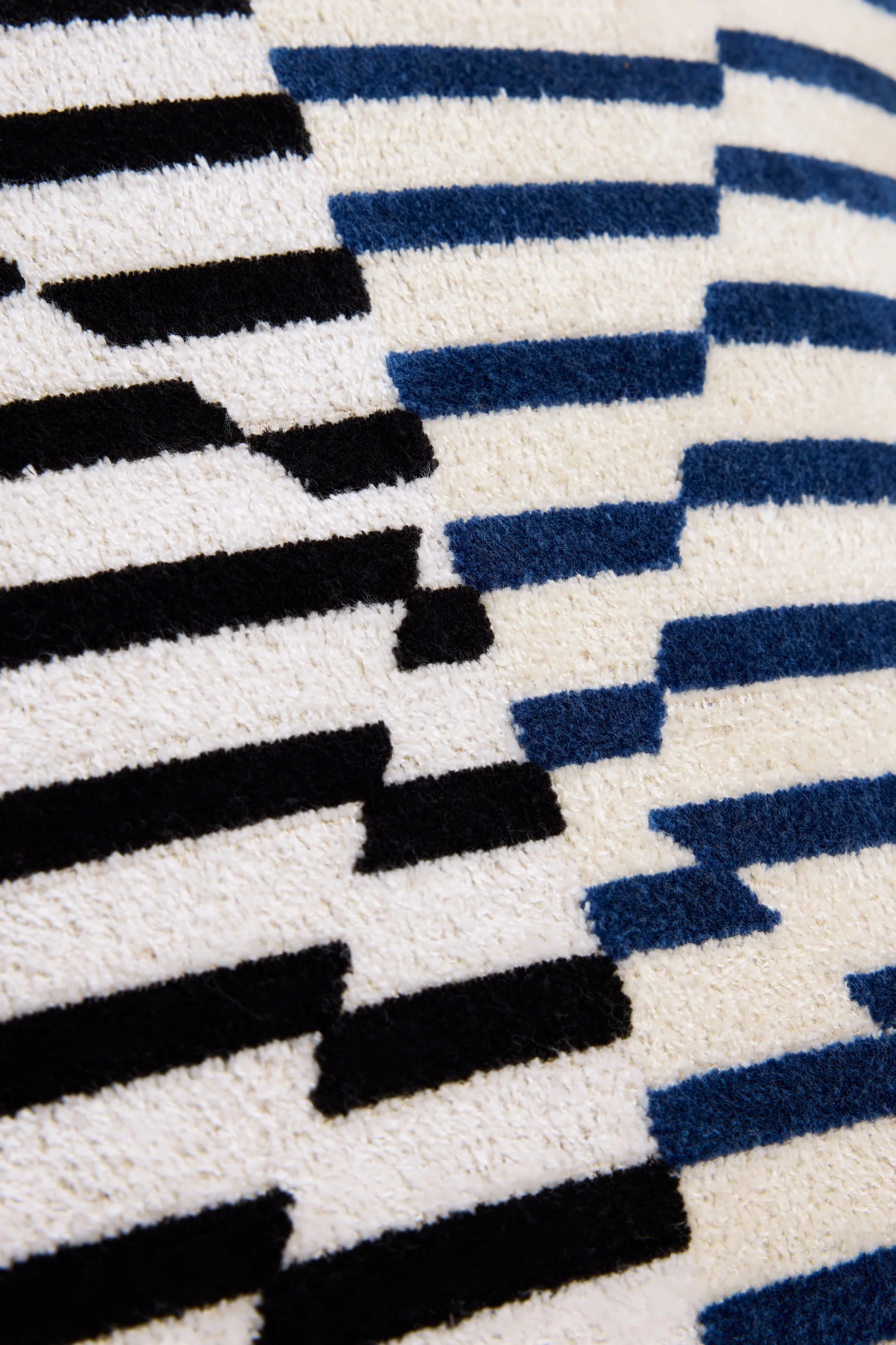 Striped Velvet Cushion Cover - Blue - Image 4