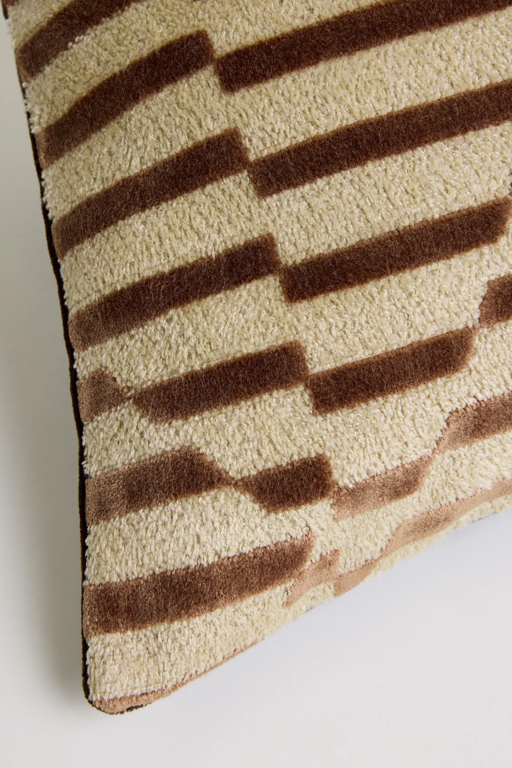 Striped Velvet Cushion Cover - Brown - Image 4